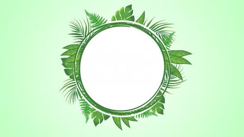 Animated Tropical Leaves Circle Frame Reveal
