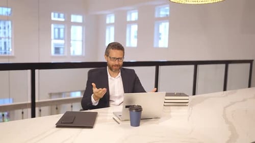 Speed Up Online Meeting Hyperspace of Businessman Talk Online Office Worker Talk on Video Conference