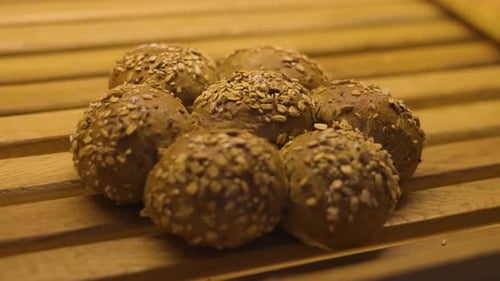 Appetizing Brown Rolls Sprinkled with Seeds