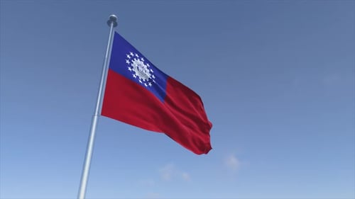 Myanmar Burma Flag Waving Animation Cinematic 4K Motion Background