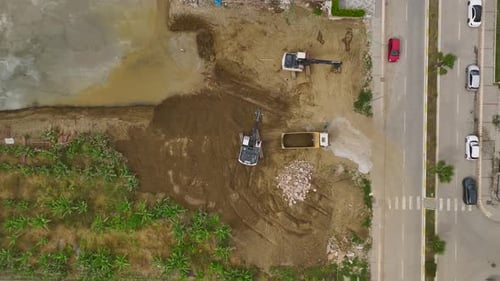 Aerial View Site Development Concrete Pour and Heavy Machinery Work