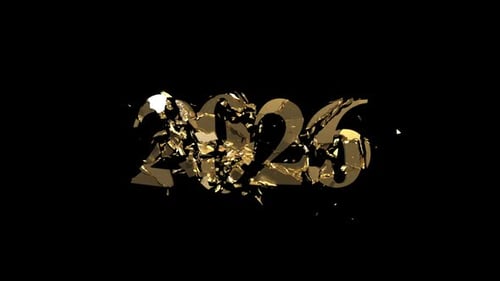 Gold 3D 2026 Shattered Numbers Reconstruction Reveal