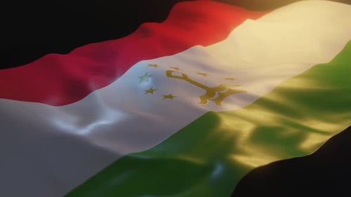 Waving Tajikistan Flag Realistic 3D Animation