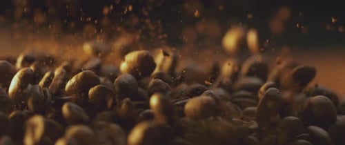 Coffee beans falling down