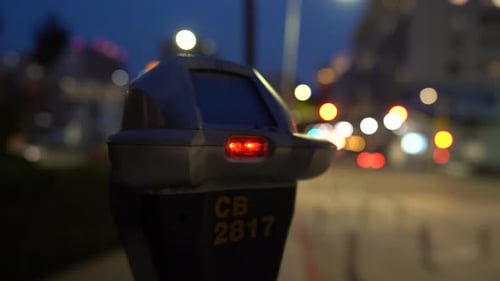 Parking Meter on busy trafficked street