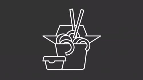 Animated food takeout white icon