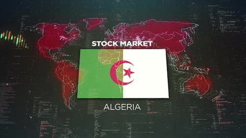 Algeria Stock Market Chart Background With Flag