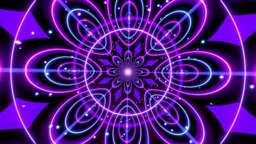 Abstract Neon Glowing Circles Loop Background