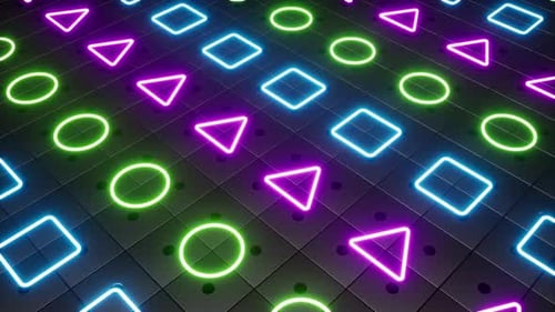 Glow Neon Light Geometric Symbol Tile Background VJ Loop