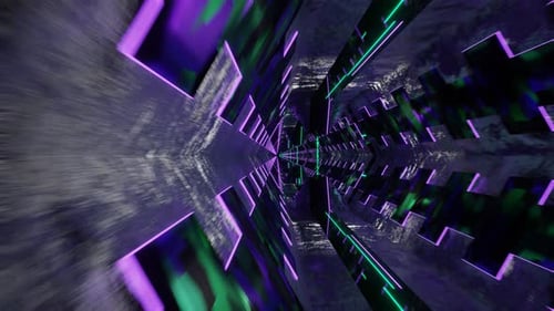 Purple And Turquoise Hexagonal Laser Tunnel Background Vj Loop In 4K