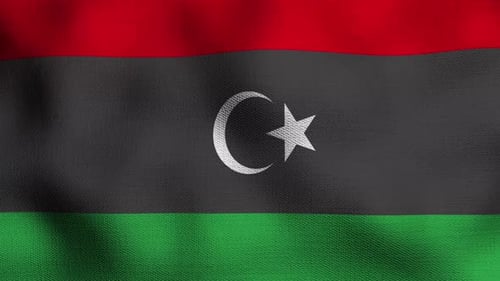 Libya National Flag Waving with Realistic Fabric Texture