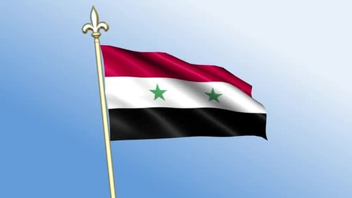 Animated Syrian Flag Waving Against Clear Blue Sky