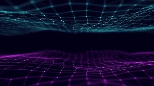 Abstract wave background with dots and lines moving in space. Technology illustration.