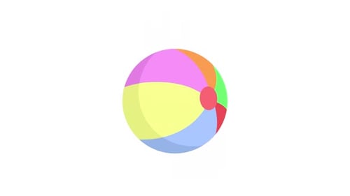 Colorful Beach Ball Inflating Flat Design Animation