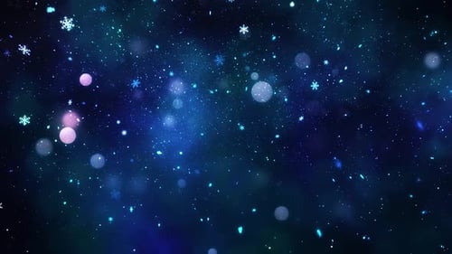 Animated Christmas Snowflakes and Sparkling Particles Background