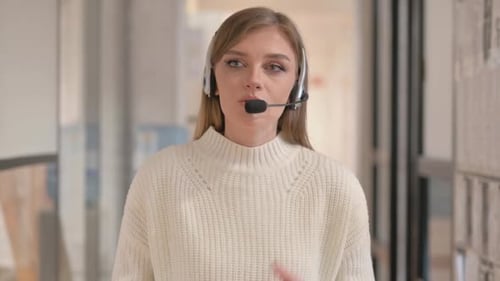 Webcam View of Customer Service Representative Doing Video Chat