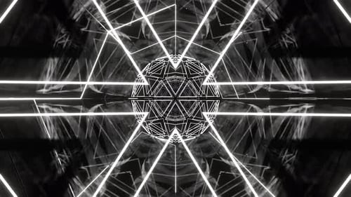 White Abstract Tunnel With Neon Geometric Core Background Vj Loop In 4K