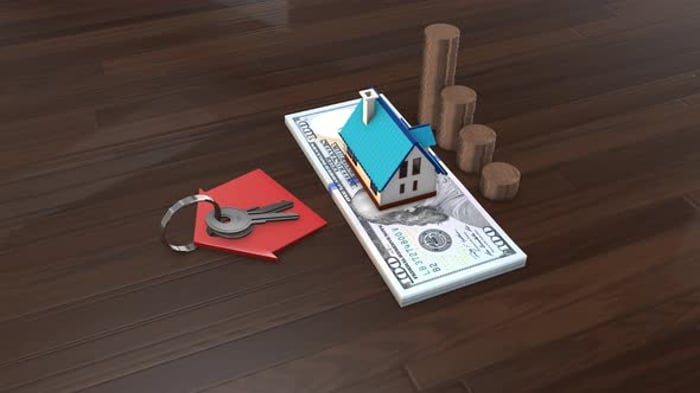 Real Estate With Dollar Bills Coin Key 03, Backgrounds Motion Graphics ...