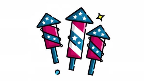 Animated Made in uk a Three patriotic american fireworks.