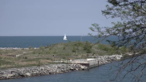 Velero en el lago Michigan Chicago Lake Shore