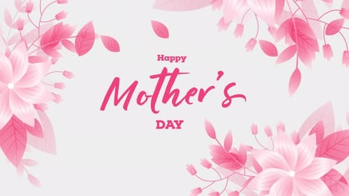 Happy Mother's Day Animated Card with Pink Floral Design