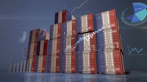 France export cargo containers with diagrams charts