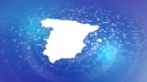 Outline Drawing of Spain Map on Digital Background