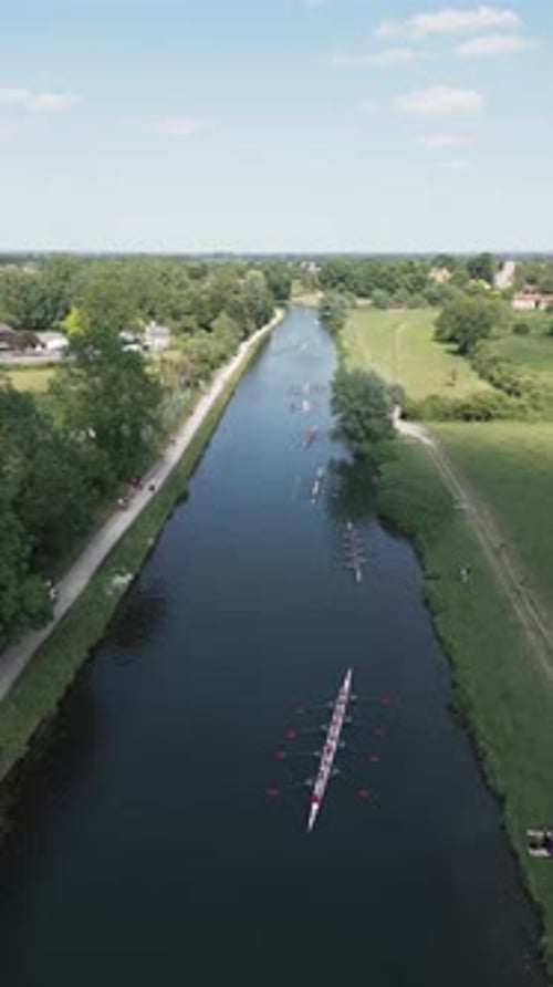 Aerial video of the River Cam in Cambridge