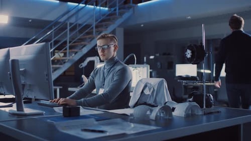 Professional Electronics Development Engineer Working in the Futuristic Technology Research Agency.
