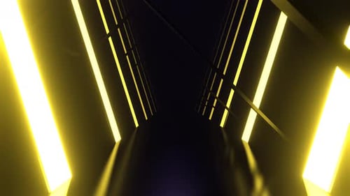 Yellow And Purple Neon Strobe Corridor With Asymmetrical Frames Background Vj Loop I 4K