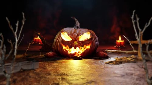 Lächle gruselige Halloween-Horrorschleife, leuchtet im Dunkeln