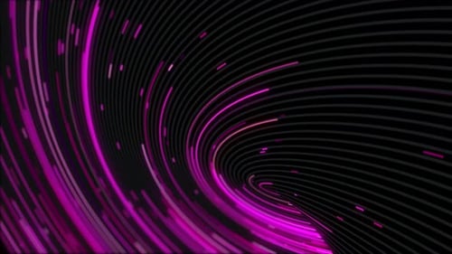 Abstract animation of curved path of moving colorful lines