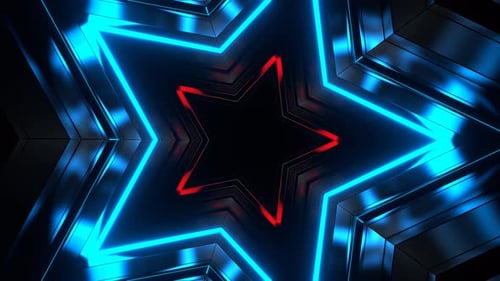 Red And Blue Star Strob Tunnel Background Vj Loop In 4K