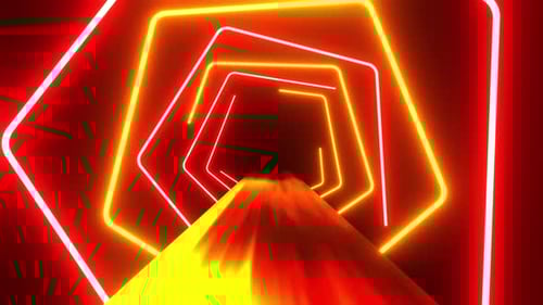 Pentagon Red With Orange Neon Tunnel Vj Loop Animation Background