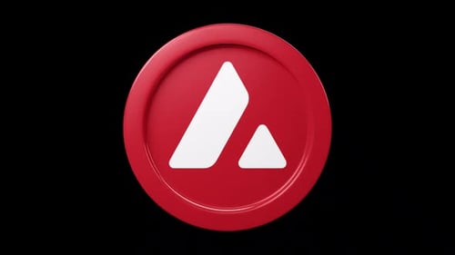 Avalanche AVAX coin 3d rotage 360 degrees in black bg Cryptocurrency token seemless loop