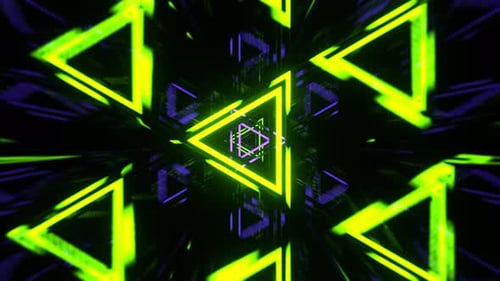 Purple And Light Green Dynamic Strobe Triangle Tunnel Background Vj Loop I 4K