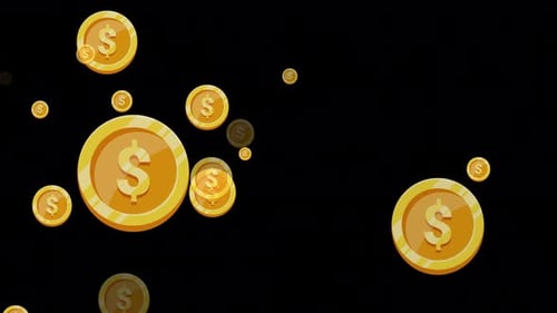 Falling Golden Dollar Coins Animation
