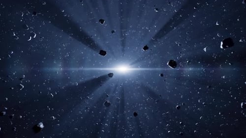 Dynamic Space Flight with Asteroids and Bright Light Flare