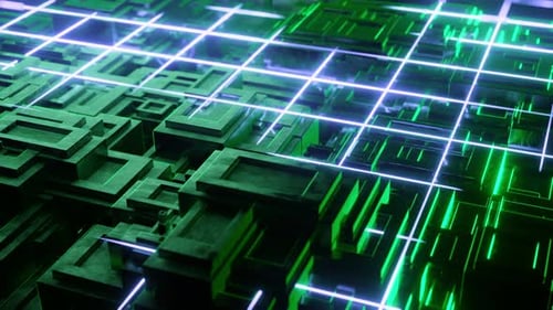 Vj Loop Abstrakt Scifi Bg Glühen Partikel bilden Linien Spalten Struktur Hitech Info Technology Linien