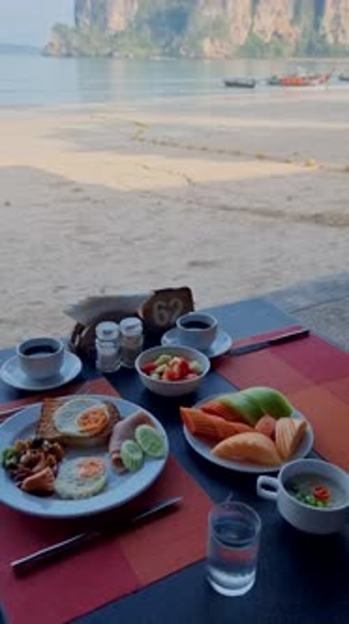 Breakfast at a Luxury Hotel on the Beach of Railay Krabi Thailand
