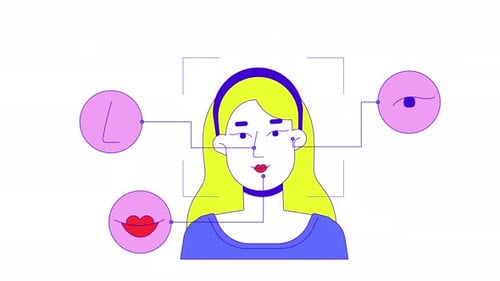 Animated Biometric Face Recognition Scan with Data Analysis