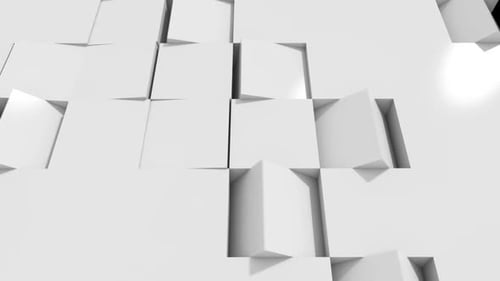 Weiße 3D-Würfel in Bewegung