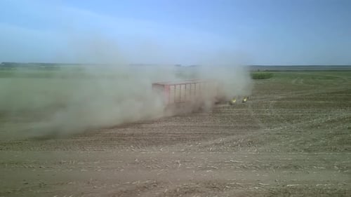 Corn Silage Harvesting with Forage Harvester on Field