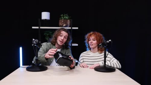 Podcasters Presenting Virtual Reality Headset