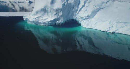 Close Up Melted Ice Cave in Iceberg in Antarctica
