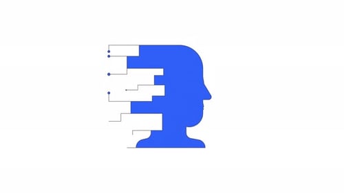Digitales menschliches Profil mit Datenknoten, 2D-Cartoon-Objektanimation