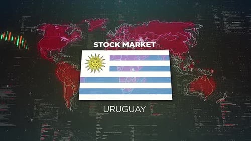 Uruguay Stock Market Chart Background With Flag