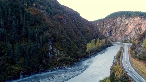 4k 60 fps aerial video moving through Keystone Canyon, on the road to ...