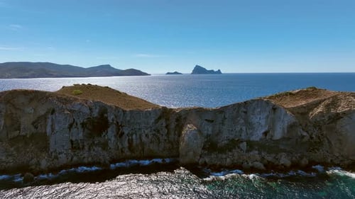 Small Island off the West Coast of Ibiza in the Summer Aerial View