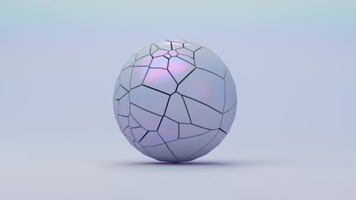 3D Render Animation with Iridiscent Shape Moving in Loop